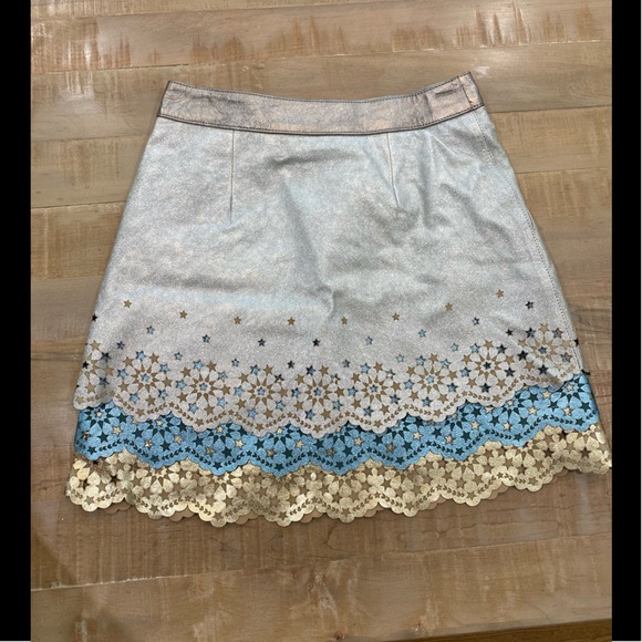 RUNWAY Hilfiger Collection layer leather star mini skirt metallic